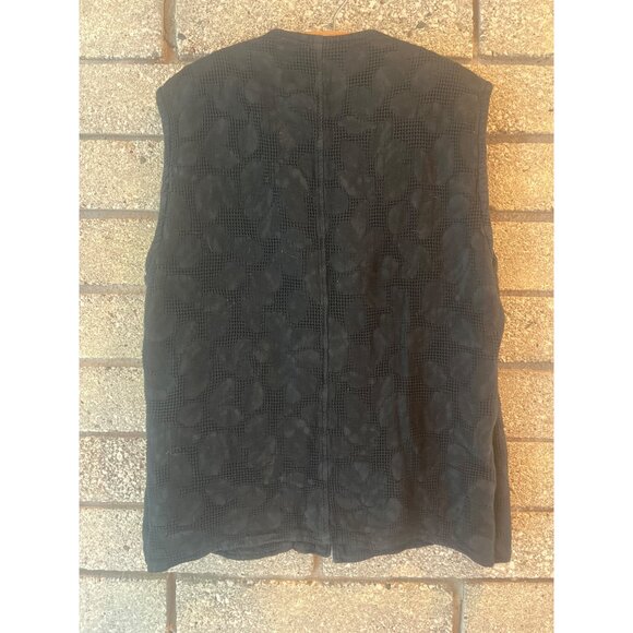 Handmade Black Textured Button-Up Sleeveless Vest By Eucalyptus XL Cotton Made I - Picture 6 of 8